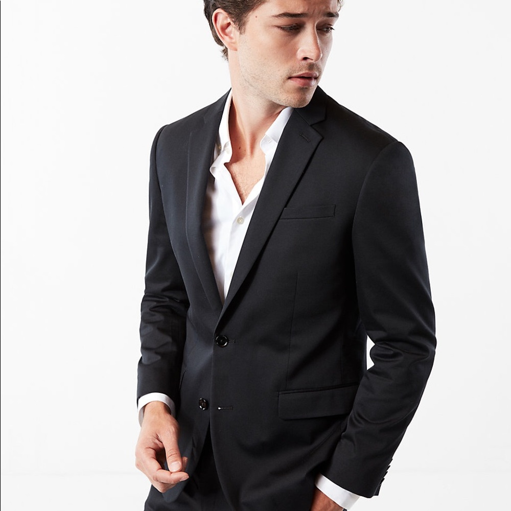 Classic Black Cotton Sateen Suit Jacket